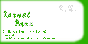 kornel marx business card