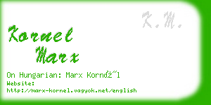 kornel marx business card